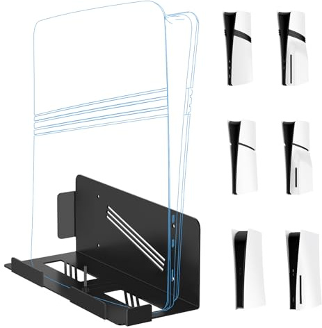 Storage Rack for PS5 Pro/Slim Console Wall Mount Organizer P5 Game Console Universal Wall Bracket for P5 PRO/P5 Slim/P5 Mainframe (Black)