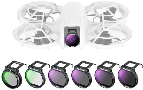 Neewer ND-filteruppsättning kompatibel med DJI NEO, 6-pack ND8/ND16/ND32/ND64/CPL/UV neutral densitet cirkulär polarisator drönare tillbehör smal flerbelagt HD-optiskt glas, FL-N31