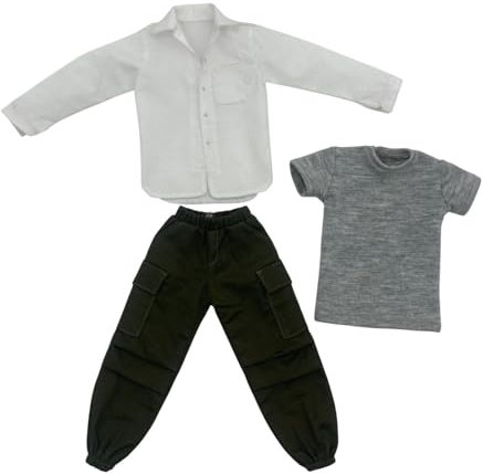 MagiDeal 3 Stücke 1/6 Action-Figuren Kleidung Set Outfit Kostüm Szene Foto Prop Cosplay Dress up Hosen Shirts für 12 männliche Action-Figur, Weiß
