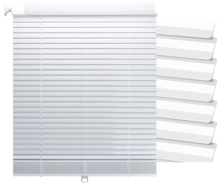 Blinds for Window Aluminum Blinds & Shades Horizontal Window Venetian Blind Custom Curtain Retractable Blackout Blind Cordless Privacy Blinds(White)