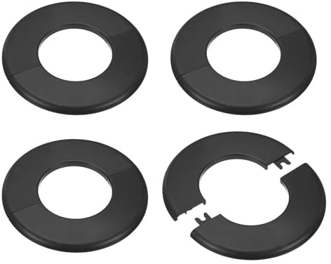 M METERXITY 4 Piezas De Brida Partida De Pared Para Tubería Negro | De 2.5 Pulgadas/63mm De Diámetro Exterior Placa Escudete ABS Para Fontanería Autoadhesivas Para Tubería De Agua/Grifo
