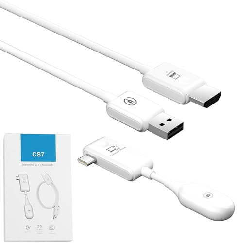 USB Wireless Projection Screen, Dehors Wireless HDMI, Dehors Video Transmitter, 1080P Wireless HDMI Extender, for Desktop, PC, TV Box, PS4/5 to TV/Projector/MonitorTV/Projector/Monitor (White)