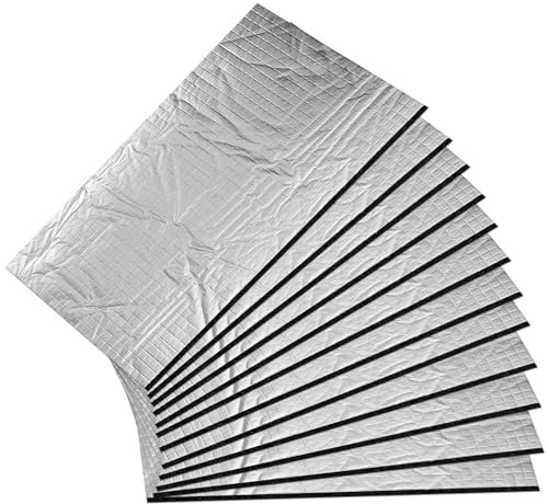 Lot de 12 tapis d'isolation phonique de 5 mm, 400 x 250 mm, tapis d'isolation phonique, imperméable, tapis d'isolation acoustique, autocollant, isolation acoustique et anti-vibrations