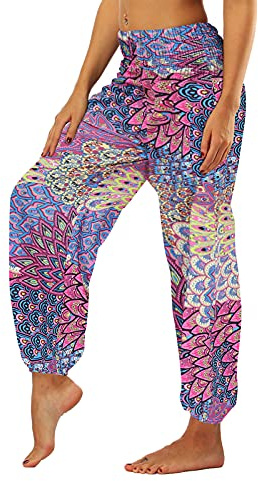 Pantalon Leger Ete Femme Sarouel Yoga Fluide Combinaison Ample Pants De Plage Large Tenue Sport Resserré Cheville Été Chic Africain Bouffant Bas Jogging Pilates