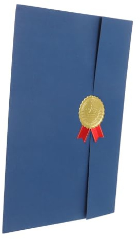 OSALADI Fold Certificate Holder Für Urkunden Und Dreifach Gefaltete Dokumentenmappe Elegantem Design Für Abschlusszeugnisse Und Auszeichnungen Blau Mit Goldfolie