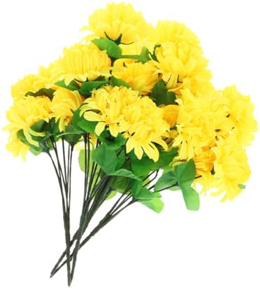 Holibanna Bouquets De Chrysanthemum Artificiels Jaunes pour Cimetière Fleurs Faux Durables Et Réalistes Décoration De Tombe Longue Durée pour Jardin Et Commémoration