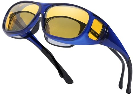 SIPHEW Nachtfahrbrille für Brillenträger Herren Damen Nachtsichtbrille für Autofahrer mit gelben polarisierten Gläsern Nachtbrille zum Autofahren
