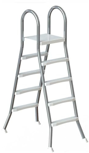 GXXINGIN 33/43/52 Inch High Ground Swimming Pool Ladder, 304 Stainless Steel Ladder, Maximum Load Capacity 500 Lbs (52in)