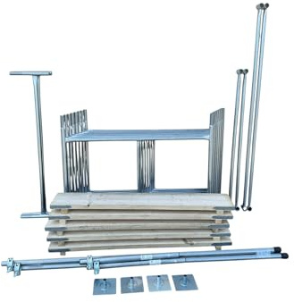 Toptower Classic Scaffolding Tower 4.65m (Working Height) 4' x 4' Base Size DIY Galvanised Scaffold Tower (Basic Kit with Platform Boards & Stabilisers)
