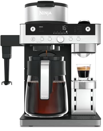 Ninja Prestige Machine à café filtre et capsules 2-en-1 Ninja Prestige avec buse à lait intégrée, pour réaliser lattes, cafés glacés et flat whites, Noir CFN802EU