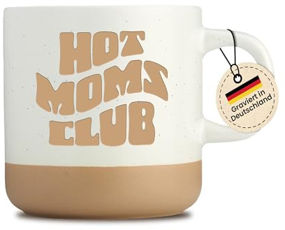 LIEBTASTISCH - Kaffeetasse mit Gravur - Hot moms club - Geschenk für eine Mama - Muttertag - Geschenk,Geburt,Baby - Geschenkidee - Beige