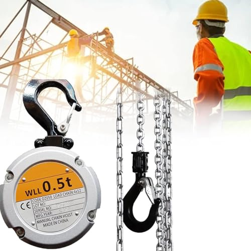 FHSLKXIM Manual Chain Hoist Hook, 250 500Kg Light Aluminum Alloy Chain Hoist, 3.0M Long Guide Chain, 360° Rotating Hook, For Workshop, Garage, Factory,250Kg,500kg