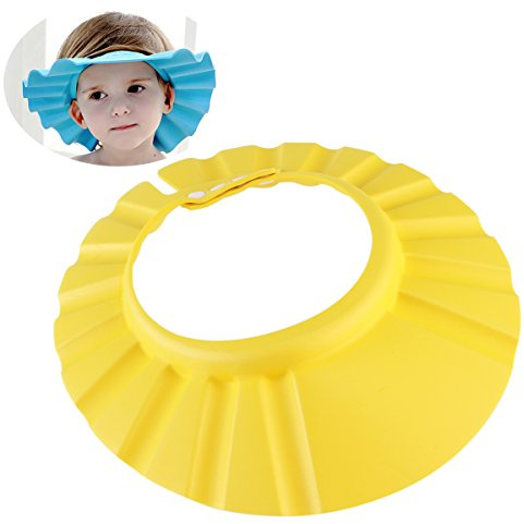 Verstellbare Duschhaube für Babys und Kinder in Gelb | Eva Kunststoff, Wasserfestes Design, Leichte Ausführung mit Schnappverschlüssen