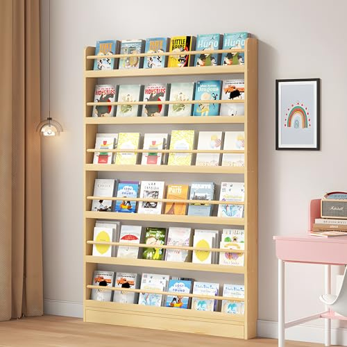 JFOZDM Bücherregal, Bücherregal Kinderzimmer, Bücherregal Kinder, 3/4/5/6 Aufbewahrungsregal, Kippschutz/Platz sparen, Behind the Door Bookshelf für Wohnzimmer/Home/Office/Schlafzimmer