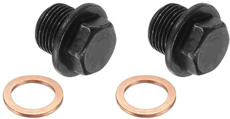 PATIKIL 3/8 BSP Pipe Plug Fitting, 2 Pcs Outer Hex Head Socket Flange Male Thread Pipe Cap Adapter Connector with Copper Washer for Sealing Oil Gas Water