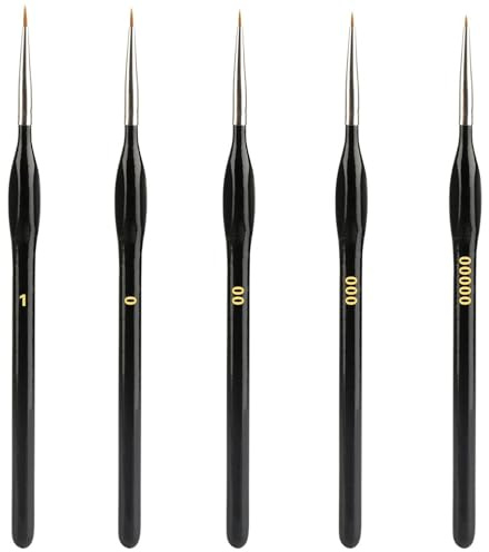 5 Stück Feine Detail Pinsel Set, Malen Nach Zahlen Pinsel Feine Spitze | Miniatur Künstlerpinsel Set für Modellbau Acryl Nagelkunst Ölgemälde Strichmalerei Aquarell Pinselset(5 Größen)