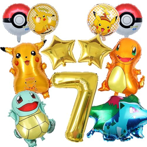 11-teiliges Cartoon Geburtstag Deko Set – Verschiedene Varianten für 5, 6 oder 7 Jahre, Zahlenballon, Figurenballons & Partyzubehör für Kindergeburtstag (3)