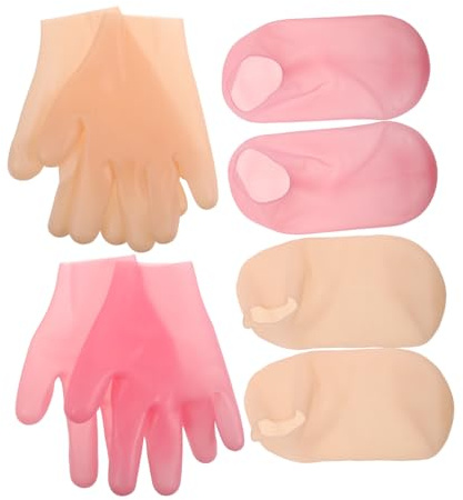 BELLIFFY Silikonsocken Peeling Handschuhe und Feuchtigkeitsspendende Fußmaske mit Tiefenwirksamer Pflege für trockene raue Zuhause Haut Händen und Füßen