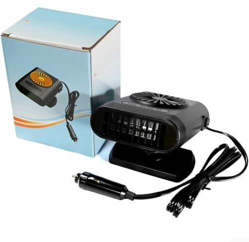 Sbrinatore portatile da 200 W, 12 V per auto con supporto a doppia tensione per la rapida rimozione di nebbia e gelo sul parabrezza in vari tipi di veicoli (Nero)