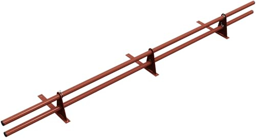 Parotec SCHNEEFANGROHR-Set 2 m für Trapezblech 2 Rohre, 3 Halter Ziegelrot | Komplettset 200 cm für Dachpappe/Bitumenbahn & Shingles (Bitumenschindeln) – Schneefang/Dachlawinenschutz – RAL 8004