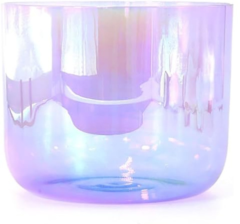 Kristall-Klangschalen-Set, 6 Zoll, for Yoga-Meditation und Klangheilung, 440 Hz Quarz-Chakra-Schale, mit Acryl-Zünder, O-Ring, klares Lila(A Note)