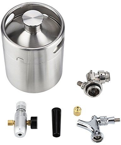 ANKROYU Mini barril de cerveza de acero inoxidable, de elaboración de cerveza casera presurizada de 2 litros con grifo, dispensador de cerveza artesanal portátil para fiestas, cam