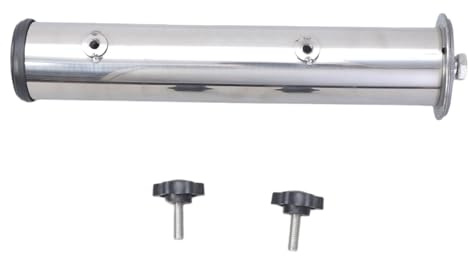 MALSSE Soporte para sombrilla de acero inoxidable para exteriores, tubo con tornillo y espaciadores para patios, soporte de sombrilla de apoyo
