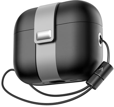 SURITCH Hülle Kompatibel mit AirPods Pro 2/ Pro, Magnetverschluss Schutzhülle für Airpods Pro 2/ Pro Generation Case, Robuste Cover mit Stylischer Trageschlaufe für Damen und Herren, Schwarz