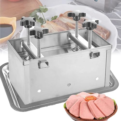 Skinkköttpressform, 3 kg pressverktyg med dubbelskruvtrycksättning, frysvänlig soppbricka för fyllda hamburgare, skjutreglage och grillmatlagning