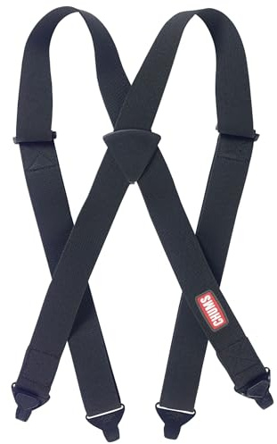 Chums Ski Suspenders for Men & Women – Heavy-Duty Duraflex Clips, Adjustable X-Back Elastic Suspenders for Ski Pants, Snow Pants, Snowboarding & Cold Weather Work - OSFM (Black)