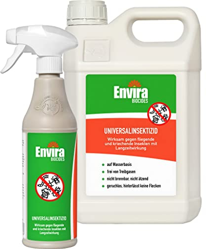 Envira Universal Insekten Abwehrspray 500 ml + 5 Liter - Spray mit Langzeitwirkung gegen Trauermücken, Silberfische, Lebensmittelmotten & weiteres Ungeziefer - Mittel gegen Insekten