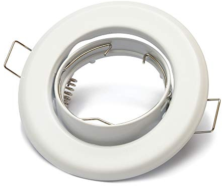 Lu-Mi GU10 Set di faretti da incasso a LED Lu-Mi GU10-1 unità telaio ottico spazzolato bianco, incl. zoccolo GU10 per LED o lampade alogene, girevole a 30°, rotondo