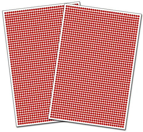 3600 Klebepunkte 5mm runde Punkte Aufkleber Inventur Kreise Markierung selbstklebend Sticker wetterfest (K018 Hellrot)