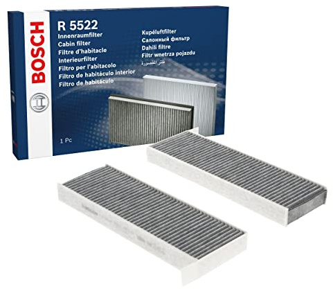 Bosch R5522 Filtro de Habitáculo de Carbón Activo - Filtro de Repuesto Contra Olores Desagradables, Polen y Polvo, Para un Aire más Limpio en el Vehículo - Juego de 2 Filtros
