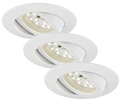 Briloner Leuchten LED Einbauleuchte, dimmbar, Einbaustrahler, LED Strahler, Spots, Deckenstrahler, Deckenspot, Lampen Wohnzimmer, LED Einbaustrahler 230v, Deckeneinbauleuchten, Einbaustrahler Set, schwenkbar, rund