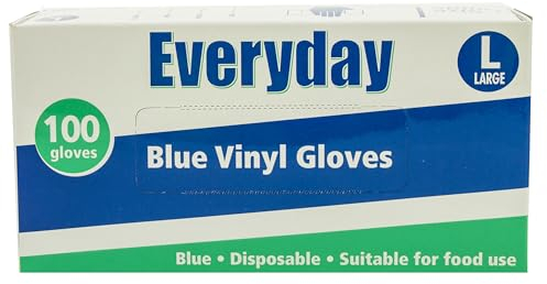 Everyday Blue Vinyl Gloves, Powder Free, Large, 100 Gloves
