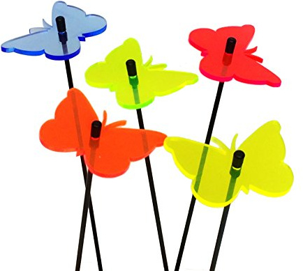 Sun Catcher Garden Decor Sonnenfänger 5 leuchtende Schmetterlinge, Garten Dekoration Geschenk für Beet, Balkon oder Terrasse, Farbe:YYY