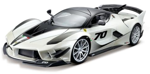 Bburago Ferrari FXX-K EVO: Modellauto im Maßstab 1:18, Ferrari Race & Play Serie, Kofferraum und Motorhaube zum Öffnen, lenkbar, 24 cm, weiß #70 (18-16012GY)