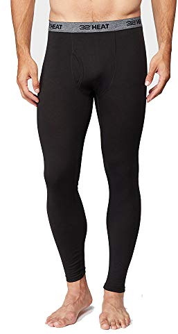 32 Degrees Mens Heat Baselayer Active Lounge Pajama Underwear Legging, Black, Small