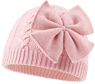 XIAOHAWANG Baby Mütze Mädchen Strickmütze Kinder Wintermütze Warm Kindermützen Mit Schleife