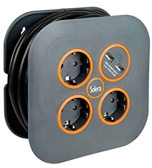 Solera Kabeltrommel mit 3 Standfüßen 2P + T und 2 USB-Leiter