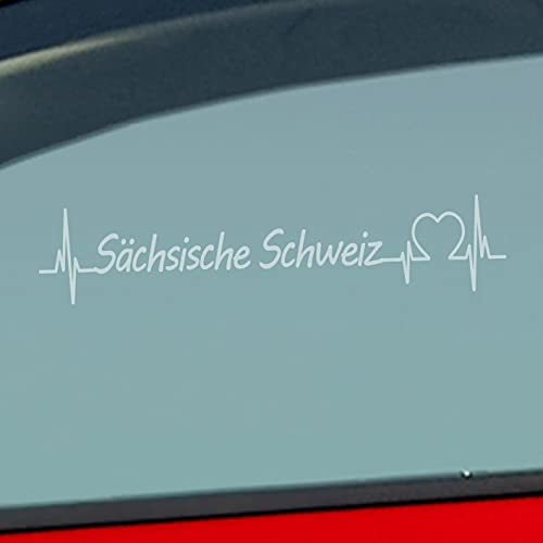 Hellweg Druckerei Auto Aufkleber Sächsische Schweiz Puls Herzschlag Fun Sticker Heckscheibenaufkleber Autoaufkleber mit Ferien Region Motiv