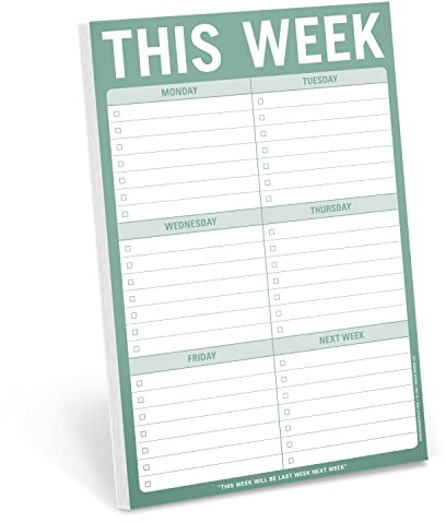 Knock Knock 1-Count This Week Pads, To Do List Notepads, 6 x 9-inches each (Sage Green)