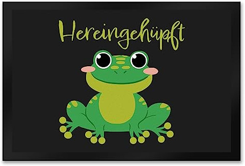 speecheese Hereingehüpft Fußmatte XXL in 50x75 cm mit süßem Frosch als hübsche Einladung ins eigene Zuhause oder vor dem Kinderzimmer um alle willkommen zu heißen