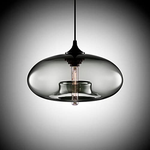 Vecys E27 Vintage Lampa Wisząca Moderner Industrieller Retro-Kronleuchter aus Transparentem Glas Rauchgrau Vintage Pendelleuchte
