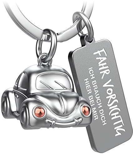 FABACH Auto Schlüsselanhänger Car mit Gravur - Schutzengel Schlüsselanhänger Engel für Autofahrer - Geschenk Glücksbringer Fahr vorsichtig Auto Geschenke - Fahr vorsichtig, ich brauch dich