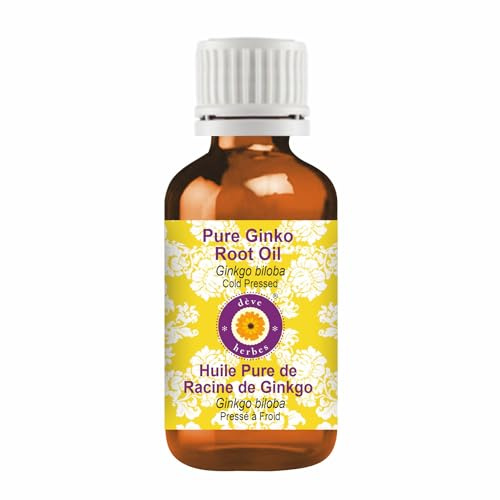 Deve Herbes Pure Ginko Root Oil (Ginkgo biloba) Non-Sticky | Non-Greasy | for Skin, Hair, Massage & DIY Use 10ml