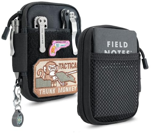 Sayram EDC Pouch Organizer Small Utility Pouch for Multitool, Nylon Tactical Gear Bag with DIY Patch Panel D-Ring, Compact Everyday Carry Pouch for Keys Flashlight Knife