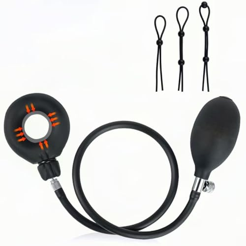 BDSMYEE Penisring mit 3 Penisschnüre,Aufblasbarer Cockring mit abnehmbarer Pumpe,Premium flexibel Sexspielzeug flüssiges Silikon für erhöhte Erektion bei Männern,Hodenring Eichelring