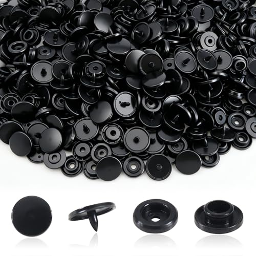 TOAOB 200 Set T5 Druckknöpfe Kunststoff Basteln Buttons Snaps 12mm Schwarz | Plastik Nähfrei Zubehöre für, Stoff alle Arten DIY Kleidung Accessoires